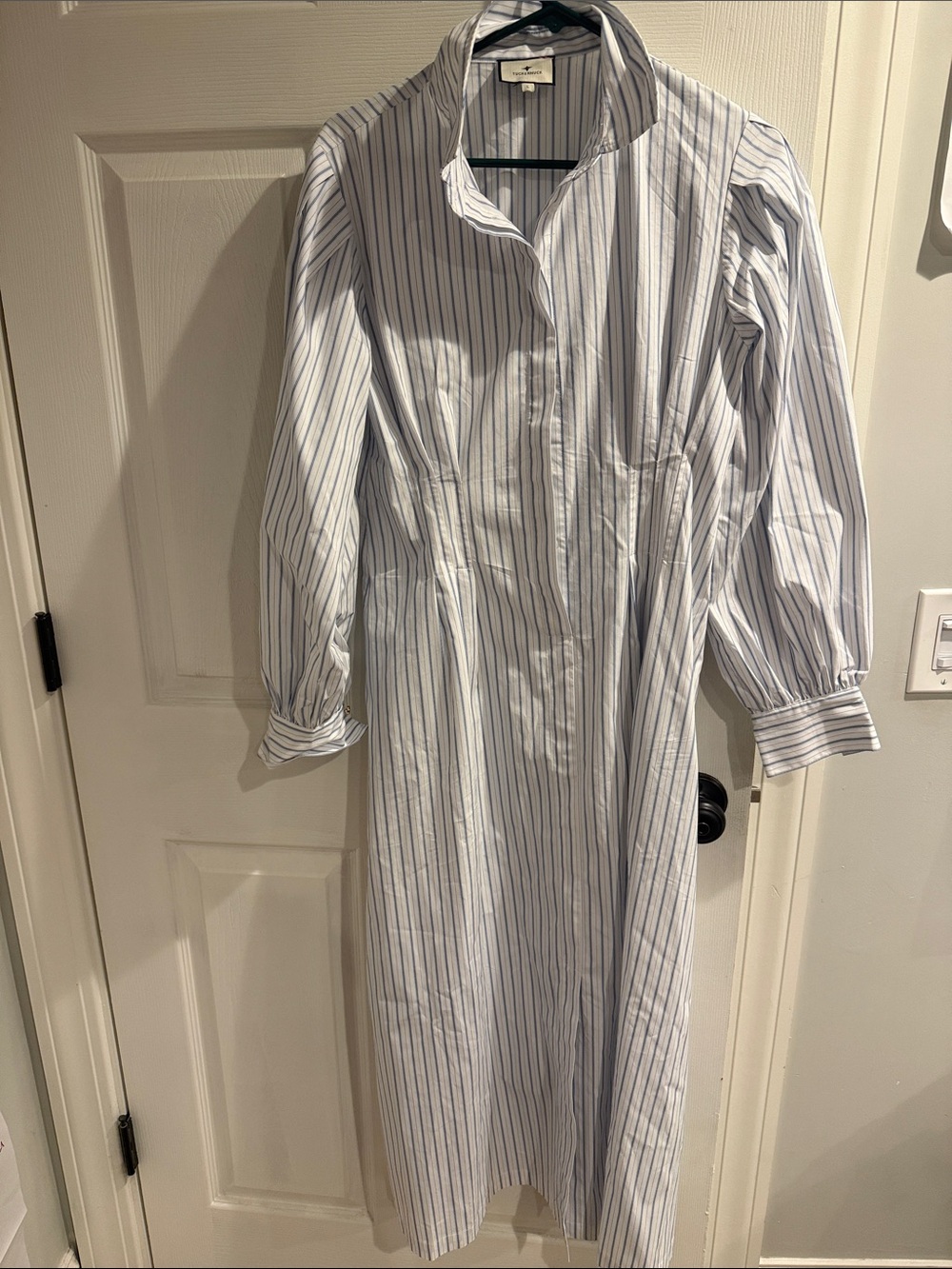 Tuckernuck Blue and White Striped Maxi Shirt Dress